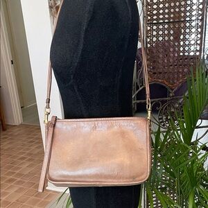 Vintage Coach Elegant Tan Leather Shoulder/Clutch Bag